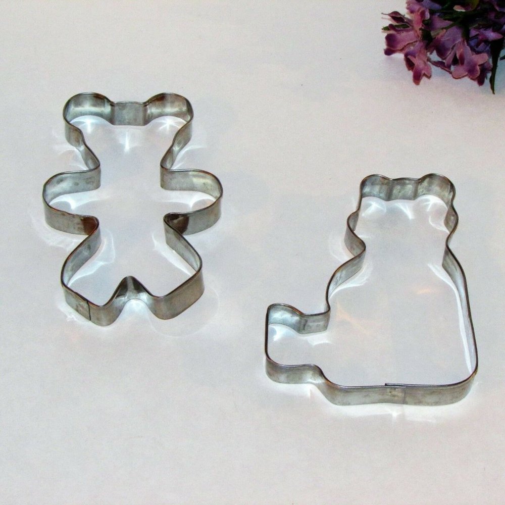 $5 ADD ON - 2 Metal Cookie Cutters Teddy Bear Baby Shower Kid's Party Baking